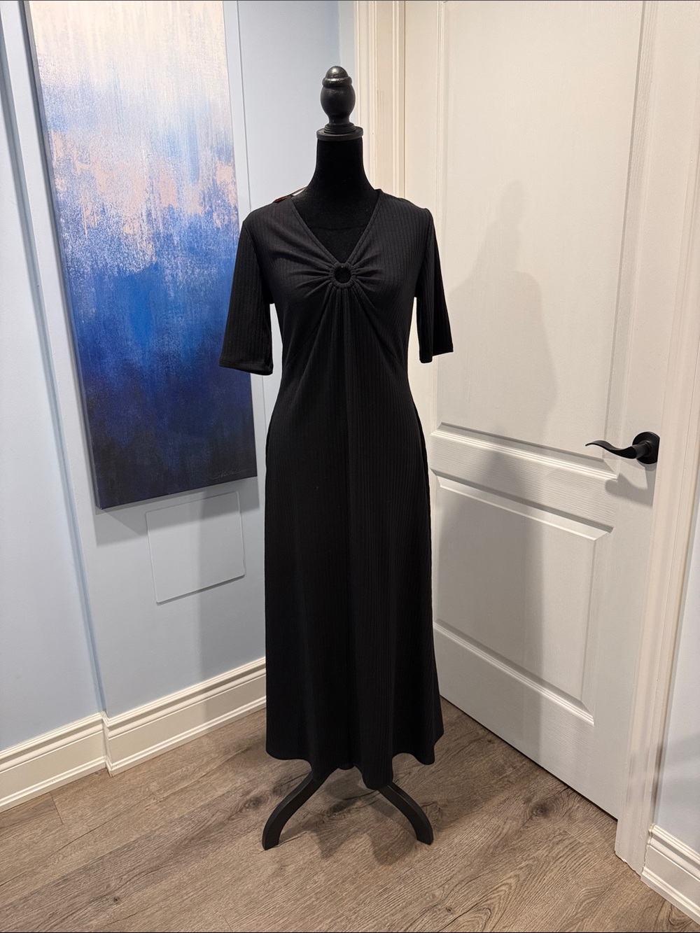 Joe Fresh Black Ring-Detail Maxi Dress